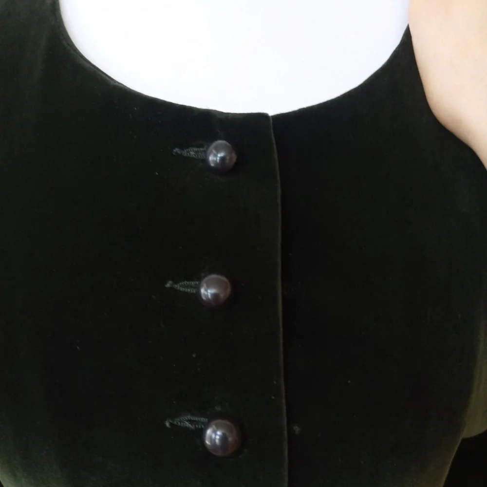 🤍 Saint Laurent vintage 1970s dark green velvet Victorian-inspired blaze - Picture 8 of 10